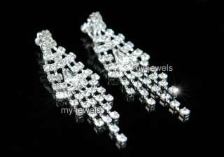 Drag Queen Jumbo Crystal Clip Silver Pla Earrings E1035  