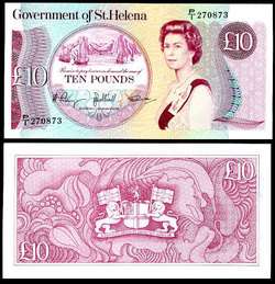 ST. HELENA 10 POUNDS 1985 P 8 b QE II UNC  