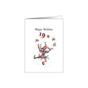  Happy 10th Birthday, Juggler who juggles jacks Card Toys & Games