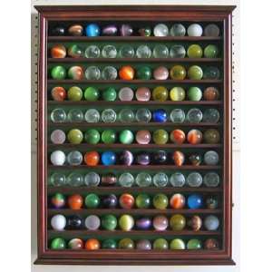   Marble Balls Display Case Holder Cabinet   WALNUT Finish: Toys & Games