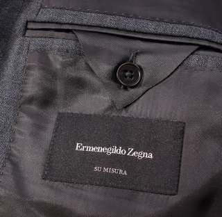   ZEGNA Solid Charcoal Gray Side Vent Wool Suit 48 50 R  
