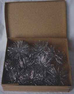 rare box with 12 old German tinsel stars, factory stock  