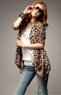 NWT Women Ladys korean fashion leopard cardigan coat w10175  