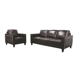  Arianna Dark Brown Leather Sofa and Chair Set
