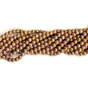  WHOLESALE Czech Glass 3mm Round Beads   Luster Opaque Gold 
