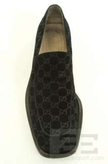 Gucci Mens Black Suede Monogram Loafers Size 11D  