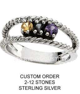 Mothers Birthstone Ring in Sterling Silver 2 12 Stones  