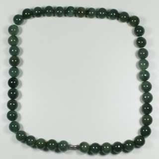   Round 12mm Beads Dark Green Necklace Grade A Chinese Jade Jadeite