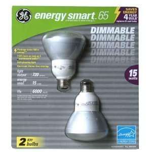   Dimmable Soft White CFL R30 Light Bulb, 65W Replacement uses 15W, 2Pk