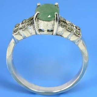   Natural Marcasite and Natural Emerald Gemstone Ring(YSR 313)  