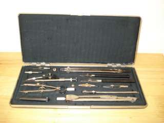  old 1980 years soviet russian case of drawing instruments нчк 14 
