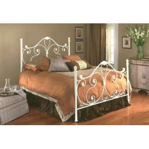  Aynsley Ivory White Metal King Bed w/Bed Frame Head 
