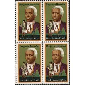 BENJAMIN BANNEKER ~ BLACK HERITAGE #1804 Block of 4 x 15¢ US Postage 