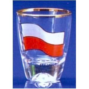  Poland Flag Shot Glass with Gold Rim 4 Piece Gift Box 