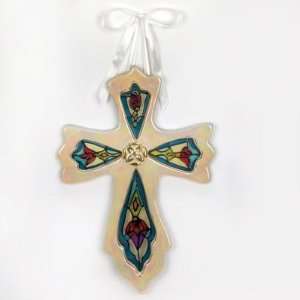  Love Overcomes All Things Cross Plaque   Clayworks Blue 