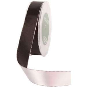Stitched Edge Two Color Reversible Satin Ribbon 1X30 Yards Black 