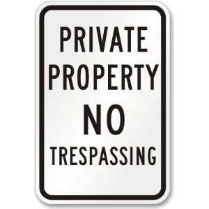  Private Property No Trespassing Sign (black vertical 