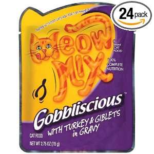 Meow Mix Gobbliscious Cat Food with Turkey & Giblets in Gravy, 2.75 