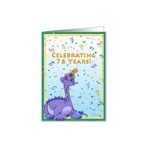  Dinos 76th Birthday Party Invitation Card: Toys & Games