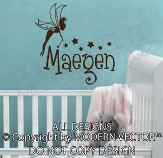 Fairy Personalized Name Vinyl Wall Decal Lettering Nursery Bedroom 