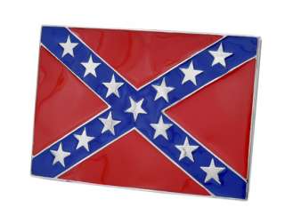 Classic Enamel Rebel Flag Belt Buckle Southern Confederate PRIDE 