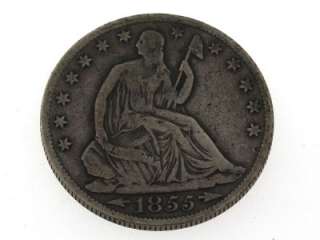 1855   O US Liberty Seated Arrows at Date Half Dollar $1/2 Silver Coin 