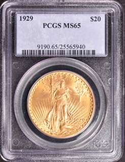 1929 ST. GAUDENS $20 PCGS MS 65  