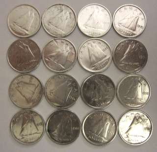 60 FACE VALUE IN CANADIAN SILVER DIMES! *16* King George VI 80% 