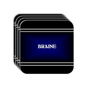 Personal Name Gift   BRAINE Set of 4 Mini Mousepad Coasters (black 
