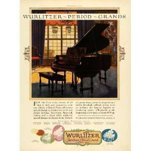 1925 Ad Italian Design Wurlitzer Jacobean Period Grand Piano Musical 
