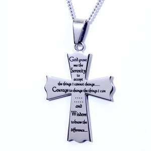 Religious & Celtic Gift Pendant Serenity Prayer Cross, Necklace 