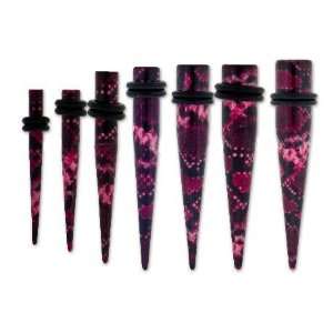  8G (3.2MM) Pink Snake Skin Pattern Acrylic Tapers   Sold 