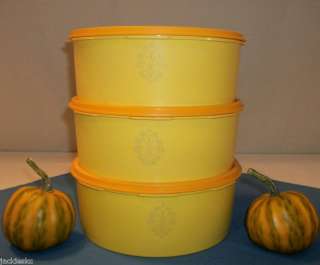 Tupperware 3 YELLOW Snack Canisters GOLD Servalier seal  