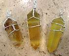 Silver wire Citrine Quartz brownish yellow double terminated point 