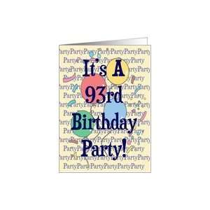  Balloons 93rd Birthday Party Invitation Card: Toys & Games