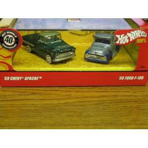 Hot Wheels 100% 40th Anniversary Truck Show 59 Chevy Apache & 56 