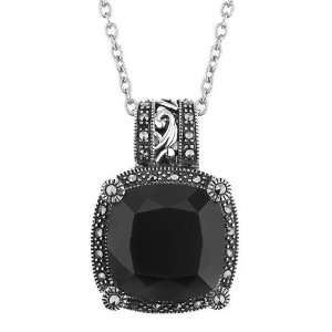  Roberta Z Black Onyx and Marcasite Pendant Jewelry