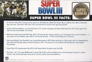 1969 SUPERBOWL NFL SUPER BOWL III COIN STATS CARD JETS COLTS NFL 