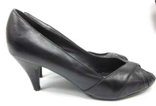 STEVE MADDEN Black Leather Open Toe Pumps Heels Sz 8.5  