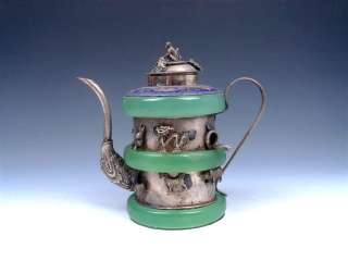 Vintage Tibetan Silver 12 Zodiac Animals Teapot Monkey  