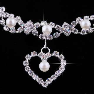 Y27962 imitate pearl heart women\s Necklace Earring 1set  