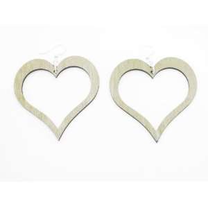  Natural Wood Open Heart Wooden Earrings: GTJ: Jewelry
