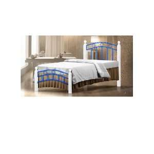  Blue Twin Metal and Wood Bed with Frame: Home & Kitchen