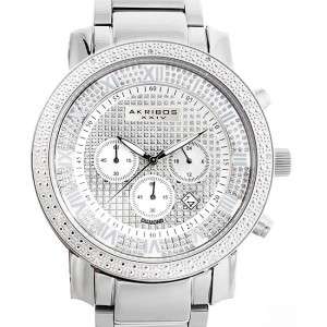 NEW Akribos XXIV Mens Large Dial Diamond Quartz Watch  