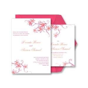 French Kiss Pink and Pumpkin Tropical Wedding Invitation