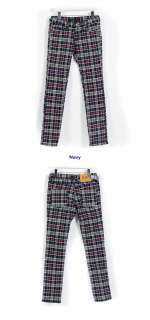   Fashion Slim Skinny Trend TARTAN CHECK Pants Jeans Trousers S M L