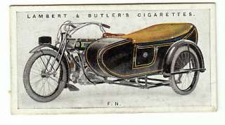 Vintage 1923 Motorcycle Card F.N. 8 h.p. sidecar Fabrique Nationale de 