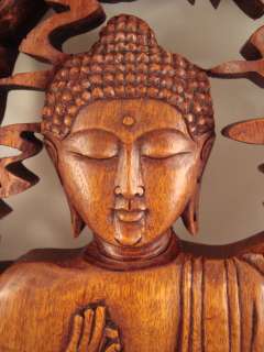 15 Hand Carved Bali Wood Buddha Dragon Relief Panel  
