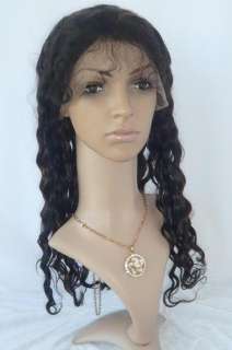 18 1b/30# deepwave 100% remy human hair front lace wig with stretch 