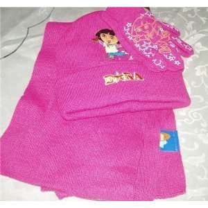    Dora the Explorer Toddler Winter Hat Gloves Scarf Set: Baby